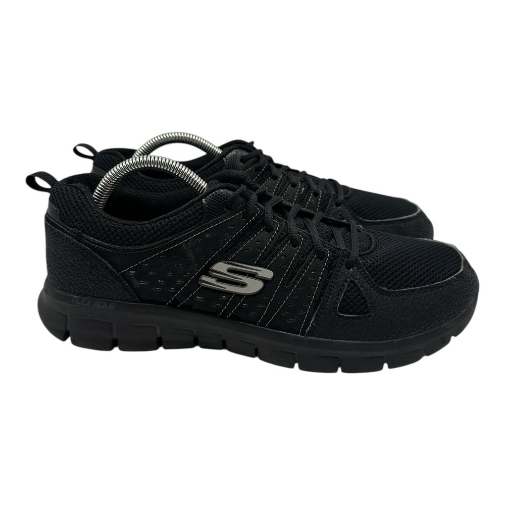 Skechers Synergy Look Book Shoes Womens Sz 11 Black Casual Lace UpSneakers 11963